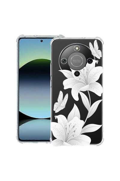 bestcase Αντικραδασμική Θήκη για Honor Magic8 Lite, Φλοράλ - Κομψός Λευκός Λω...