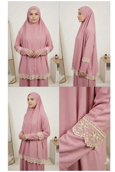 Handmade Dantel detaylı Namaz Kıyafeti Namazlık Takım (tesettür elbise)
