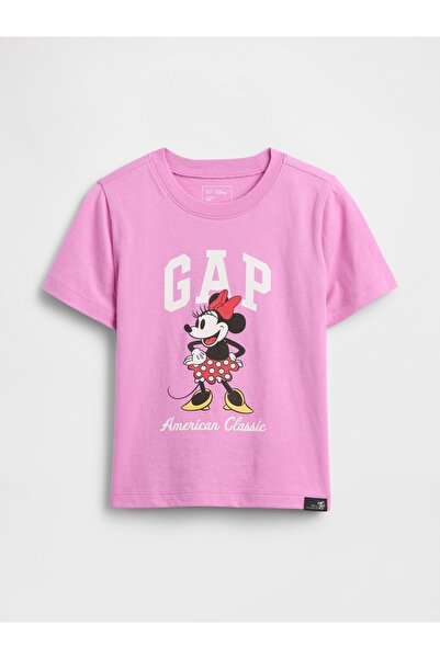 GAP Kız Bebek Pembe BabyGap × Disney Minnie Mouse Logo T-Shirt