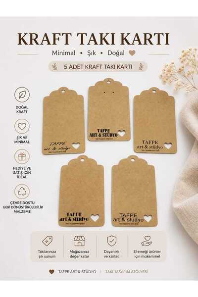 TAFPE ART STUDİO 100’lü Paket Butik Takı Etiketi - Özel Tasarım Kraft Küpe Ka...