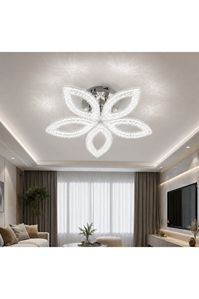 M Mediyamu Aydınlatma Modern LED Plafonyer Avize 5 Oval Başlıklı Gümüş Renk –...