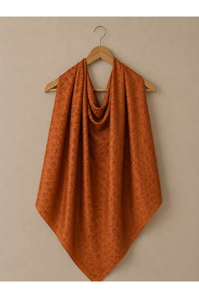 Êtoile Madame Polo Orange Color Crowfoot Patterned Cotton Soft Jacquard Shawl Sare Series