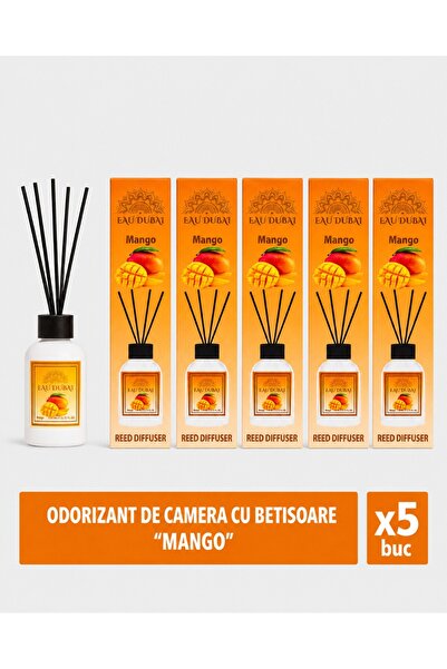 Eau Dubai Set 5x Difuzoare cu Parfum Aromatic pentru Camera, Mango, 5x110 ml,...