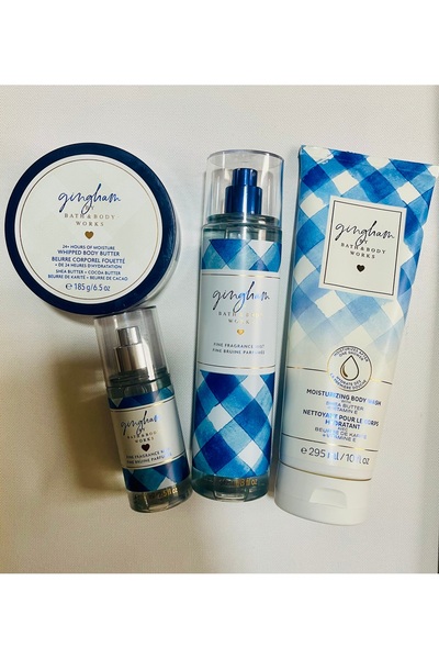 BBW Gingham gift set of 4 pieces(body mist BIG,body mist Mini,body butter,bod...