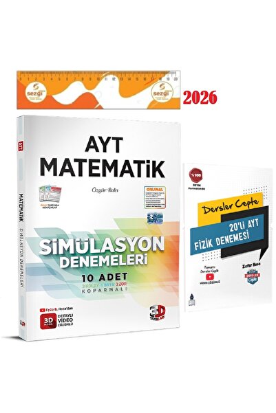 3D Yayınları 3D AYT 3D Simülasyon Matematik Denemeleri 2026 YENİ ve HEDİYE Ay...