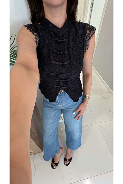 BİRCANÇİL Ritra Black Lace Blouse