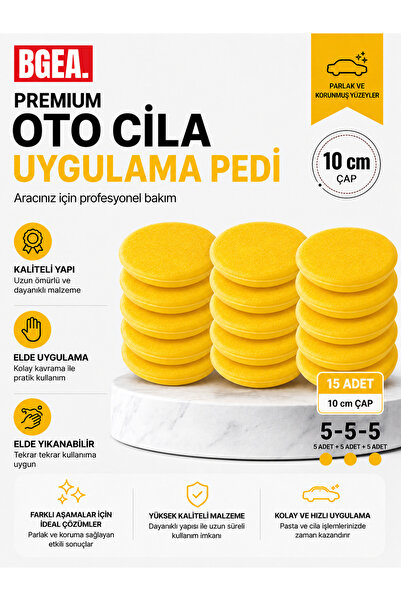 Premium Oto Cila Uygulama Pedi 10 cm Sarı (15 adet)