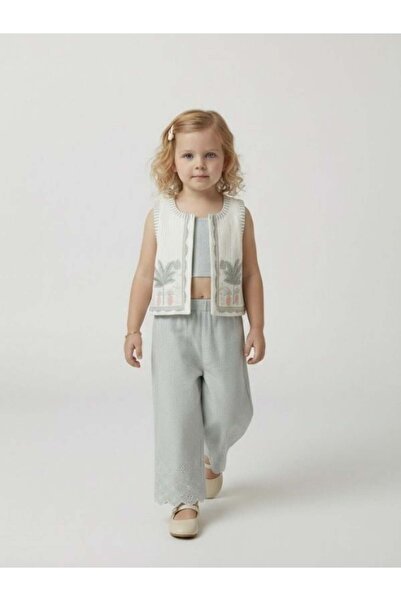Zekids Κοριτσίστικο Γιλέκο και Παντελόνι Crop, Σετ Τριών Τεμαχίων Σχεδιασμού
