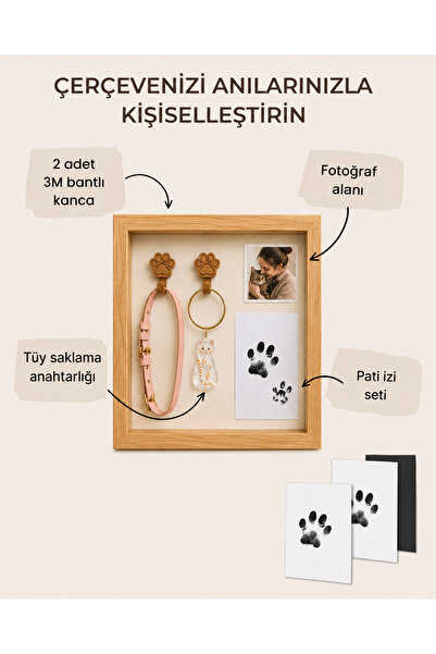 Pawellia Kişiselleştirilebilir Kedi & Köpek Anı Çerçevesi | Pati İzi Seti ve ...