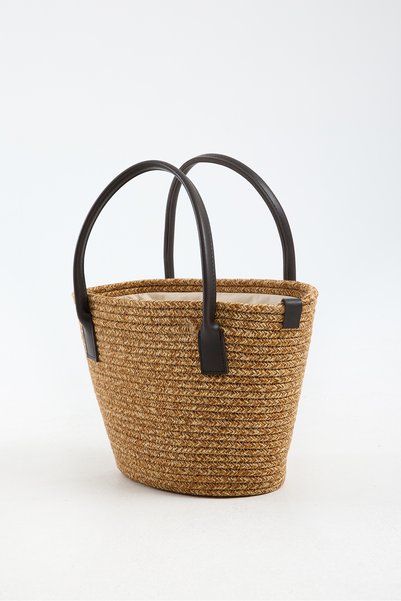 Garbalia Hawaiian Straw Drawstring Lined Strap Women's Brown Shoulder and Beach Bag