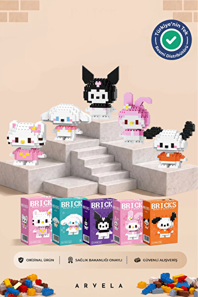 Arvela Bricks Sanrio Serisi: Kuromi & My Melody & Pochacco & Cinnamoroll & Pe...