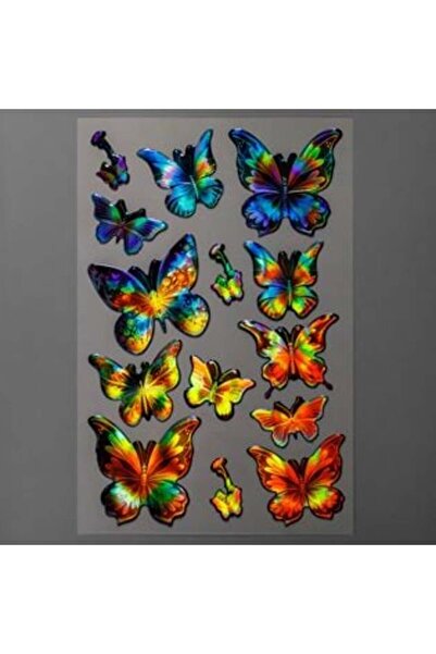 SHOPIENS Autocolante pufoase cu model fluture holografic - 14 bucăți