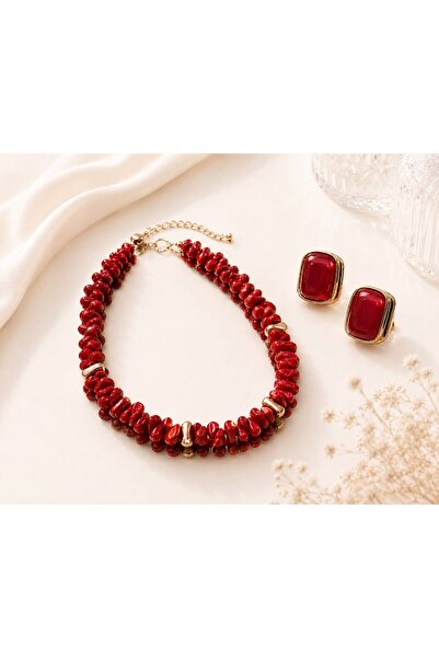 Charmy Accessories Doğaltaş kolye ve küpe seti