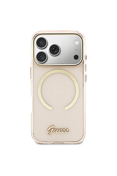 Guess IML Script Metal MagSafe Case for iPhone 17 Pro - Pink