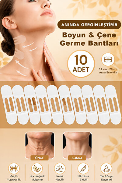 Juene 10'lu Boyun Germe Bandı - Çene Yüz Boyun Gerdirme Kırışıklık ve Sarkma ...