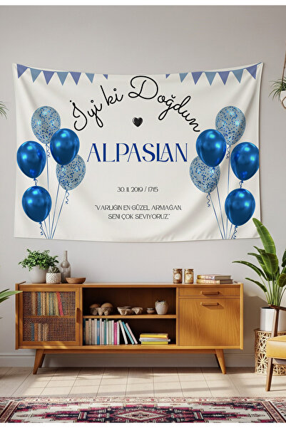 GREENDECOR Kişiye Özel Doğum Günü Duvar Örtüsü İyi ki Doğdun Happy Birthday İ...