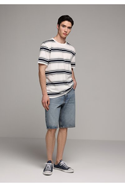 Colin's Loose Straight Fit Mid Waist Straight Men's Mid Indigo Denim Jean Shorts