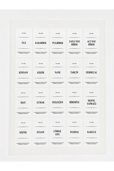 Foruga 80 Pieces Premium Series Spice Label Set - Waterproof Modern Design Kitchen Organizer Sticker White Color