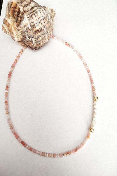c-bhadu naturel 3 MM PEMBE OPAL, GERÇEK İNCİ DOĞALTAŞ KOLYE