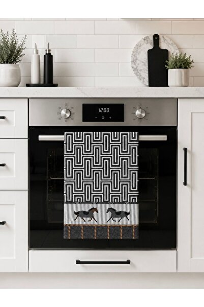 naya home Dekoratif Mutfak Pamuklu Fırın Havlusu Özel Desenli Etnik Model 35x...