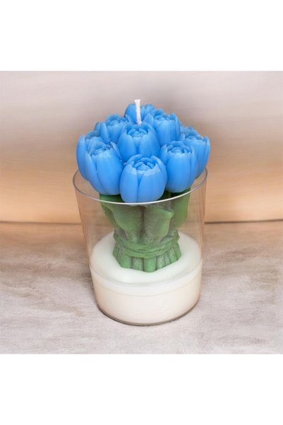 Lumera Candle Bardak lale Çiçek demeti el yapımı kokulu dekoratif hediyelik mum