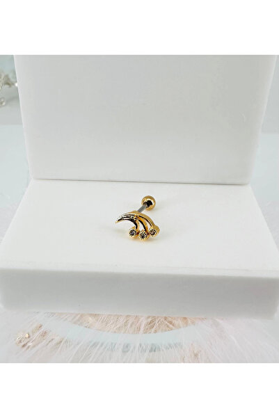 EASERA TİCARET Zircon Stone Tip: Brass Cartilage Bar Length: 6 mm / Bar Thick...