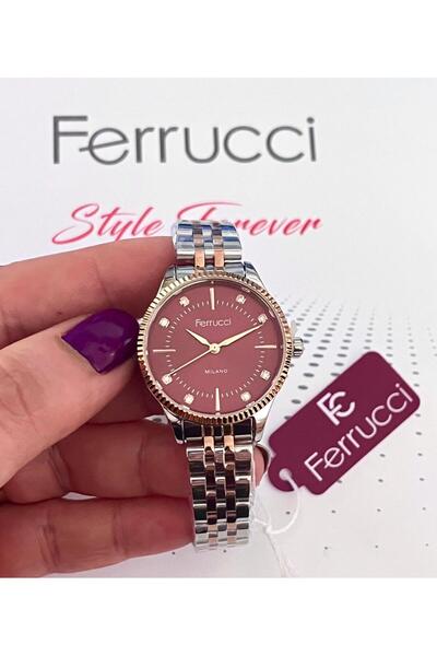 Ferrucci Retro Model Sade Şık Çelik Kordon ve Kasa Kadın Kol Saati+Bileklik H...