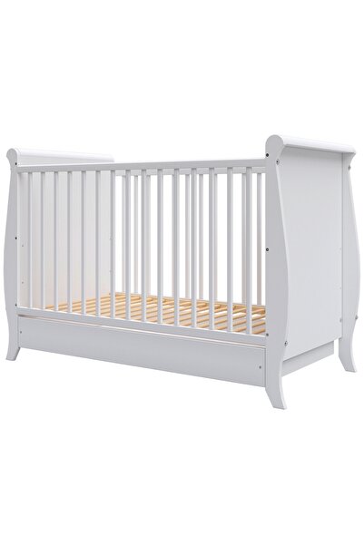 Hubners Patut copii din lemn Mara 120x60 cm alb cu sertar