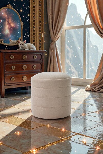 zeybekhomee * Zeybek Home Krem Boucle Puf – Modern Dekoratif Yuvarlak Oturma ...