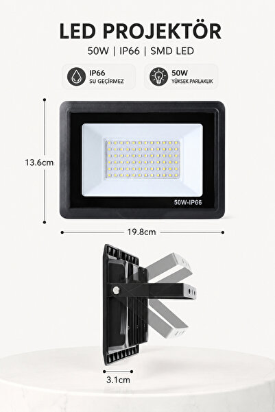 VELLESERAY'S HOME 50W LED Projektör IP66 Su Geçirmez Dış Mekan SMD Projektör ...