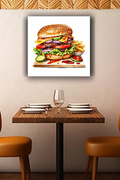 Lucena Μεταλλικός πίνακας τοίχου με θέμα το Cheeseburger και το Fast Food, Μο...