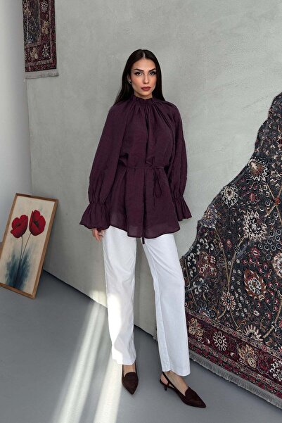 Esma Gündoğdu Almina Volan Kol Bluz Mürdüm