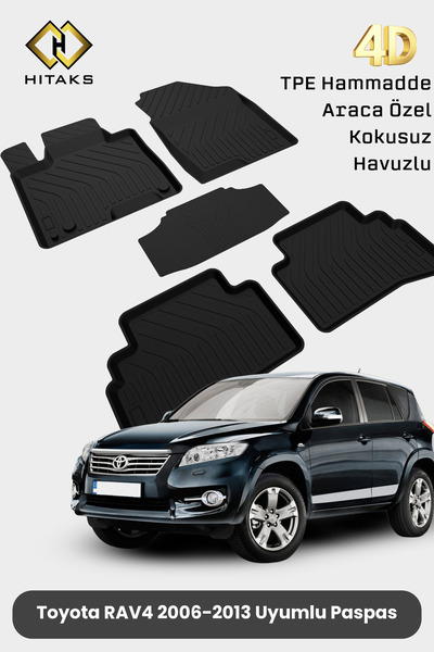 Toyota Rav4 2006 2013 Uyumlu Araca Özel 4D Havuzlu Oto Paspas