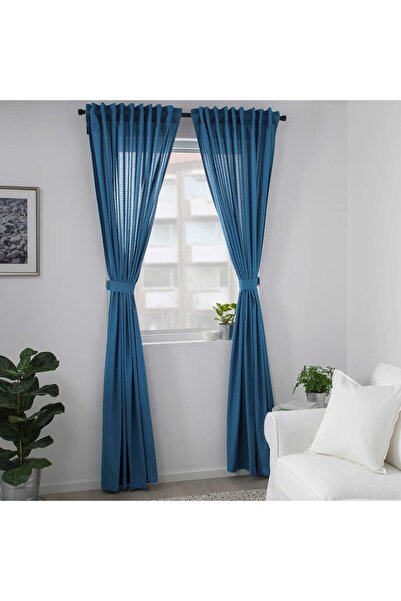 Amila Blue curtain from Ikea, pair of curtains, double curtains, dark blue