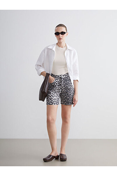 LC Waikiki Leopard Patterned Women's Jean Shorts