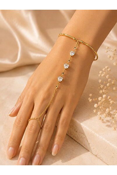 FASHİON JEWELRY NOVA LİNE Kalp Modeli Zirkon Taşlı Lüks Paslanmaz Çelik Şahmeran
