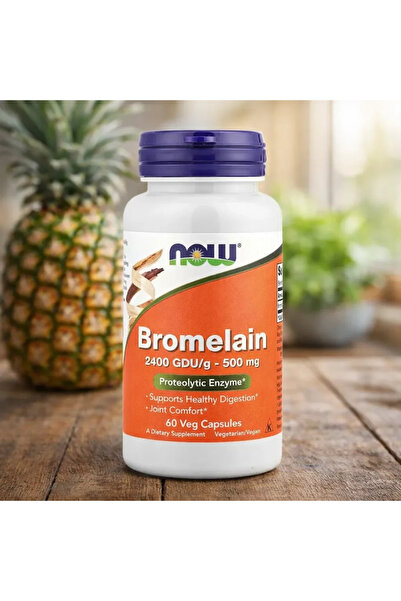Now Foods Bromelaină din ananas, 500mg, 60 capsule vegetale,