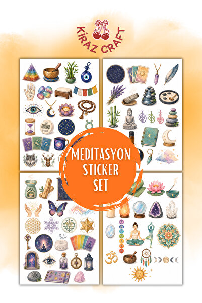 Kiraz Craft Meditasyon & Spiritüel Sticker Seti – Laptop, Defter, Tablet ve A...