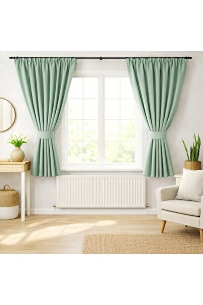magazincovoare.ro Set of 2 Premium Blackout Velvet Curtains Sage Green 1.5m x...