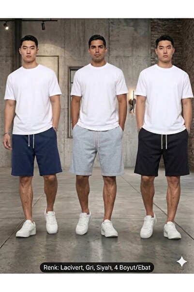 BERYY MODA 3-Pack Advantage: Navy Blue, Gray, Black Oversize Unisex Shorts Set