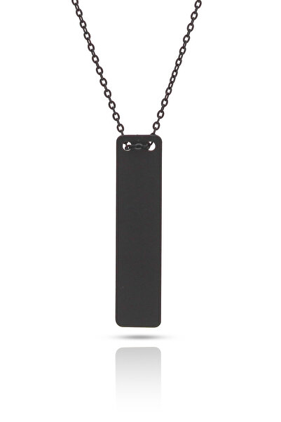 kolbi Minimalist Black Plate Necklace Rectangular Bar Necklace - Black Plated...