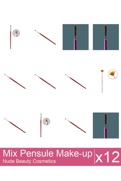 Makeup Mix Set 12 products Makeup Brushes: Cat's Tongue Gel Brush - No.6, Man...