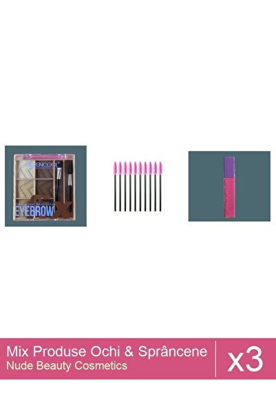 Makeup Set Mix 3 produse Rimel Sprancene: Rimel Ushas , Negru, Fard de spranc...