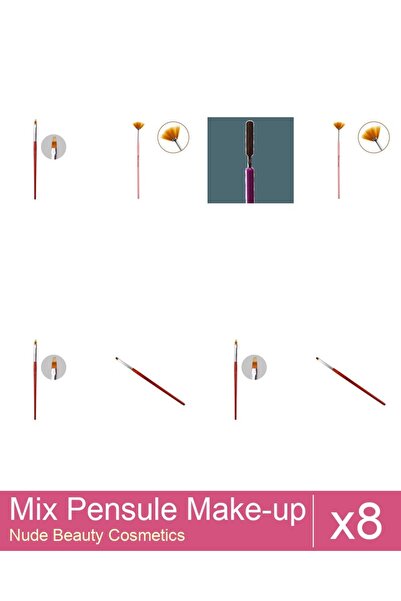 Makeup Set Mix 8 products Makeup Brushes: Cat's Tongue Gel Brush - No.2, Mani...
