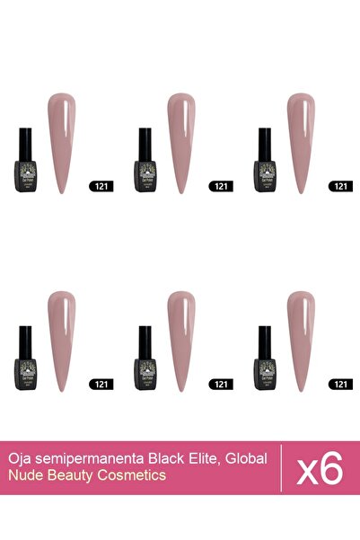Makeup Set 6x Oja semipermanenta Black Elite, Global Fashion 8 ml,121