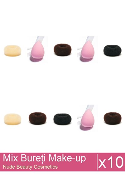 Makeup Set Mix 10 products Sponges: Blonde bun sponge - 9 cm diameter, Brown ...