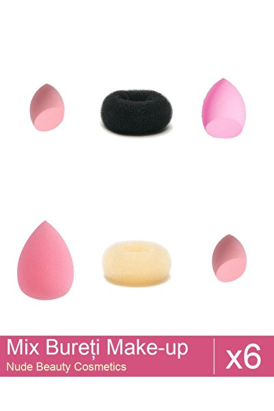 Makeup Mix Set 6 Sponge products: Blonde bun sponge - 9 cm diameter, Black bu...