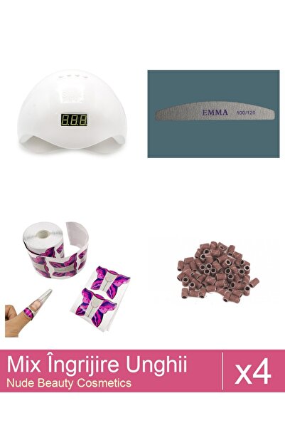 Makeup Set Mix 4 produse Ingrijire Unghii: Sablon Fluture 10 bucati, Pila ung...