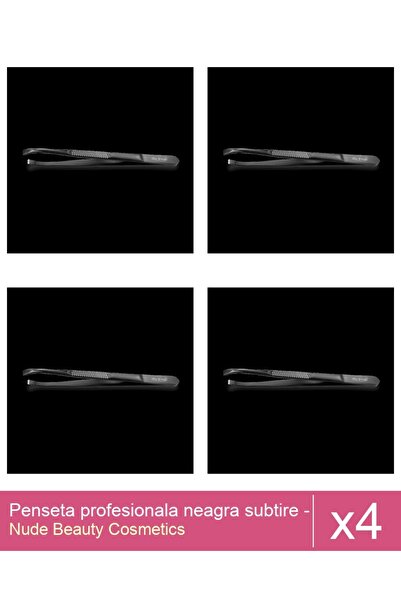 Makeup Set of 4x Professional black thin tweezers - One Group