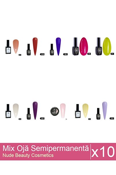 Makeup Set Mix 10 produse Nail Oja: Oja Semipermanenta , Disco Summer , 01 , ...